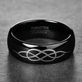 thumbnail image 2 of Male and Female 8mm Black Domed Celtic Knot Wedding Band Tungsten Carbide Promise Ring High Polished Size 7-12, 2 of 6