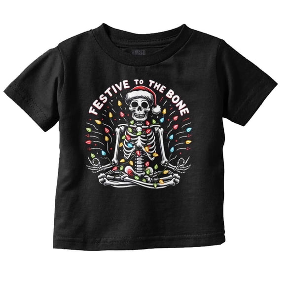 Xmas Skeleton Festive To The Bone Toddler Baby Graphic T Shirt Brisco Brands 6M