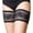 Black, variant on Bandelettes Thigh Bands-White PEONY, Size Large
