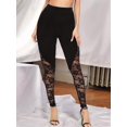 thumbnail image 4 of Womens Leggings High Waisted Mesh See Through Pants Black L, 4 of 9