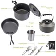 thumbnail image 4 of 10pcs Camping Cookware Mess Kit, Non-Stick Lightweight Pots Pan Set with Stainless Steel Cups Plates Forks Knives Spoons for Camping, Backpacking, Out, 4 of 5