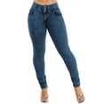 thumbnail image 4 of Moda Xpress Women's Junior Butt Lifting Mid Rise Stretch Skinny Jeans Dark Acid Wash 10395A, 4 of 7