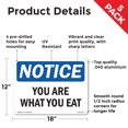 thumbnail image 2 of You Are What You Eat OSHA Notice Aluminum Sign 18 Inch x 12 Inch - 5 Pack, 2 of 8