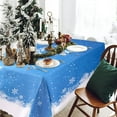 thumbnail image 3 of Classic Blue Winter Snowflake Christmas Tablecloth - Blue and White Winter Holiday Snowflake Print Xmas Easy Care Table Cloth Decoration Table Cover, 60" x 84" (6-8 Seats)，Oblong/Rectangle, 3 of 5