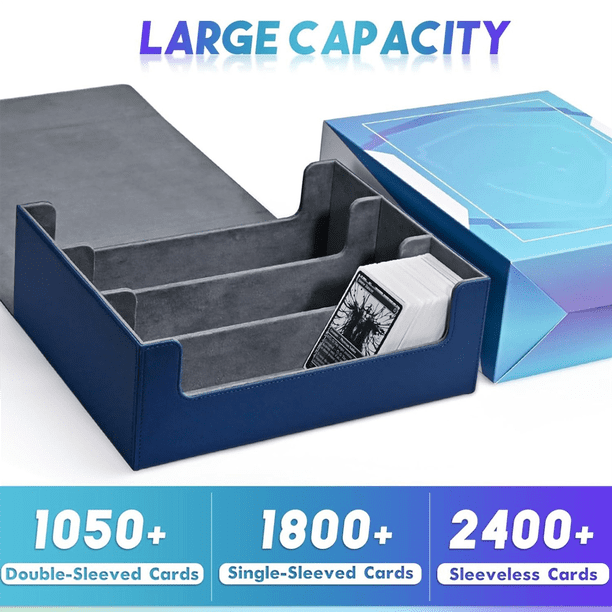 Card Storage Box for Trading Cards, Deck Case Holds 1800+ Single Sleeved  Cards Box, Blue - Walmart Business Supplies