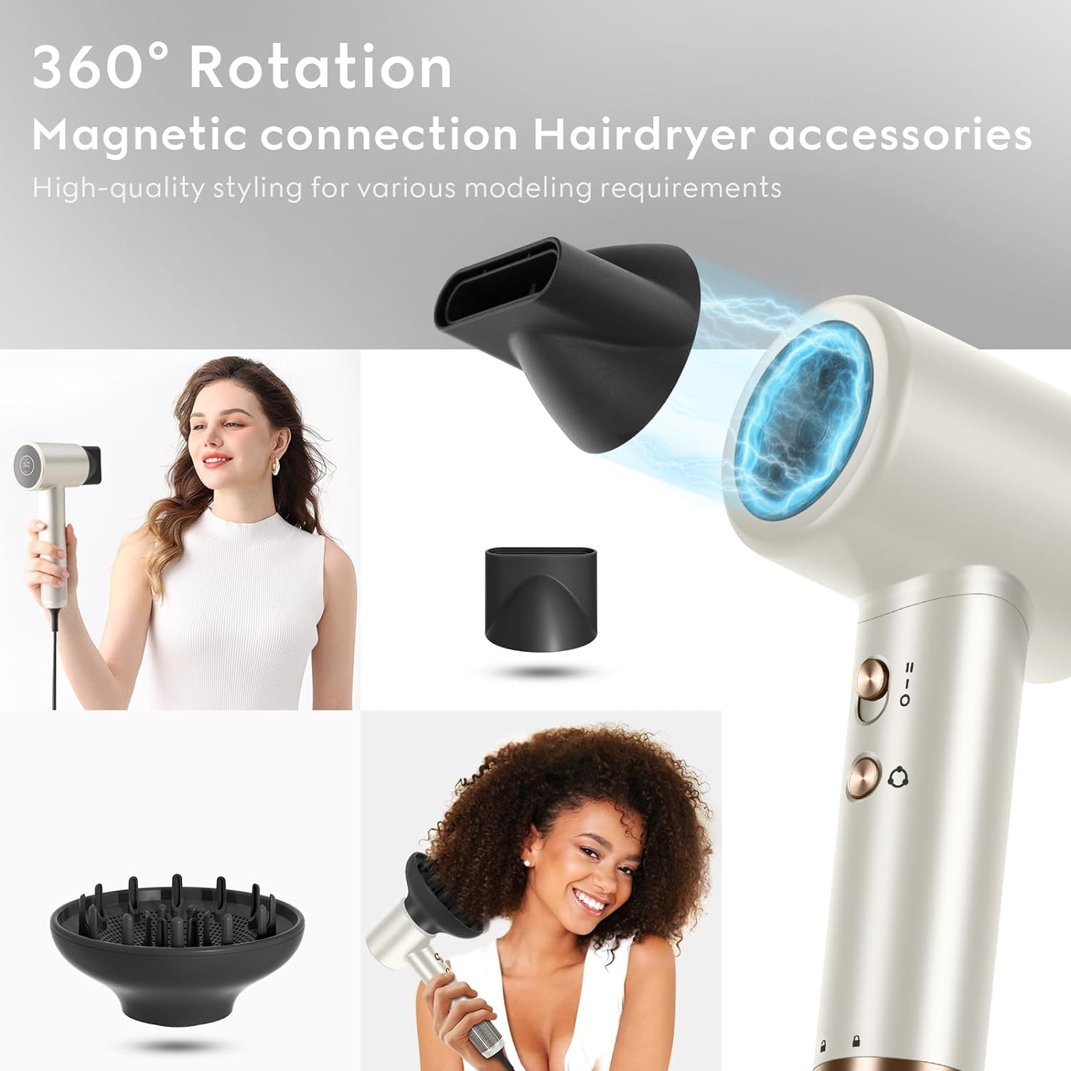 Hair Dryer, 110, 000 RPM Air-Sonic High-Speed Blow Dryer for Fast Drying, Cool/Care/Dry Mode Display & 200 Million Negative Ionic, PARWIN PRO BEAUTY 1875W Hair Dryer with Diffuser, Prussian Blue