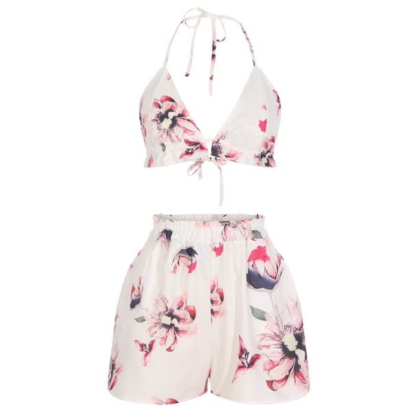 Traje de cintura de cintura deportiva con estampado floral de verano para mujer Traje de tres piezas informal de moda Wmkox8yi bvn2820
