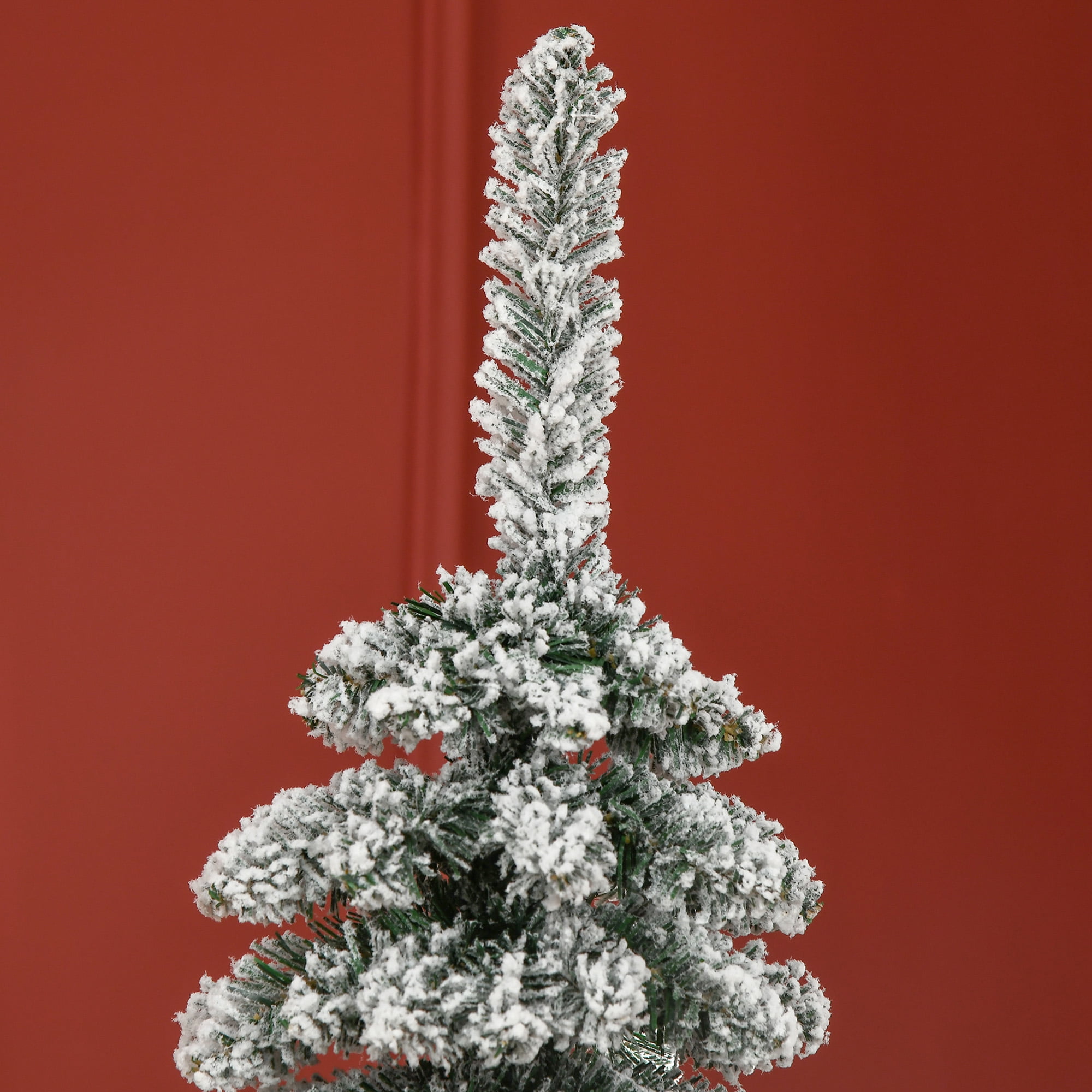 6ft Unlit Snow Flocked Pencil Christmas Tree 395 Tips Flame Retardant Small Space Holiday Decor