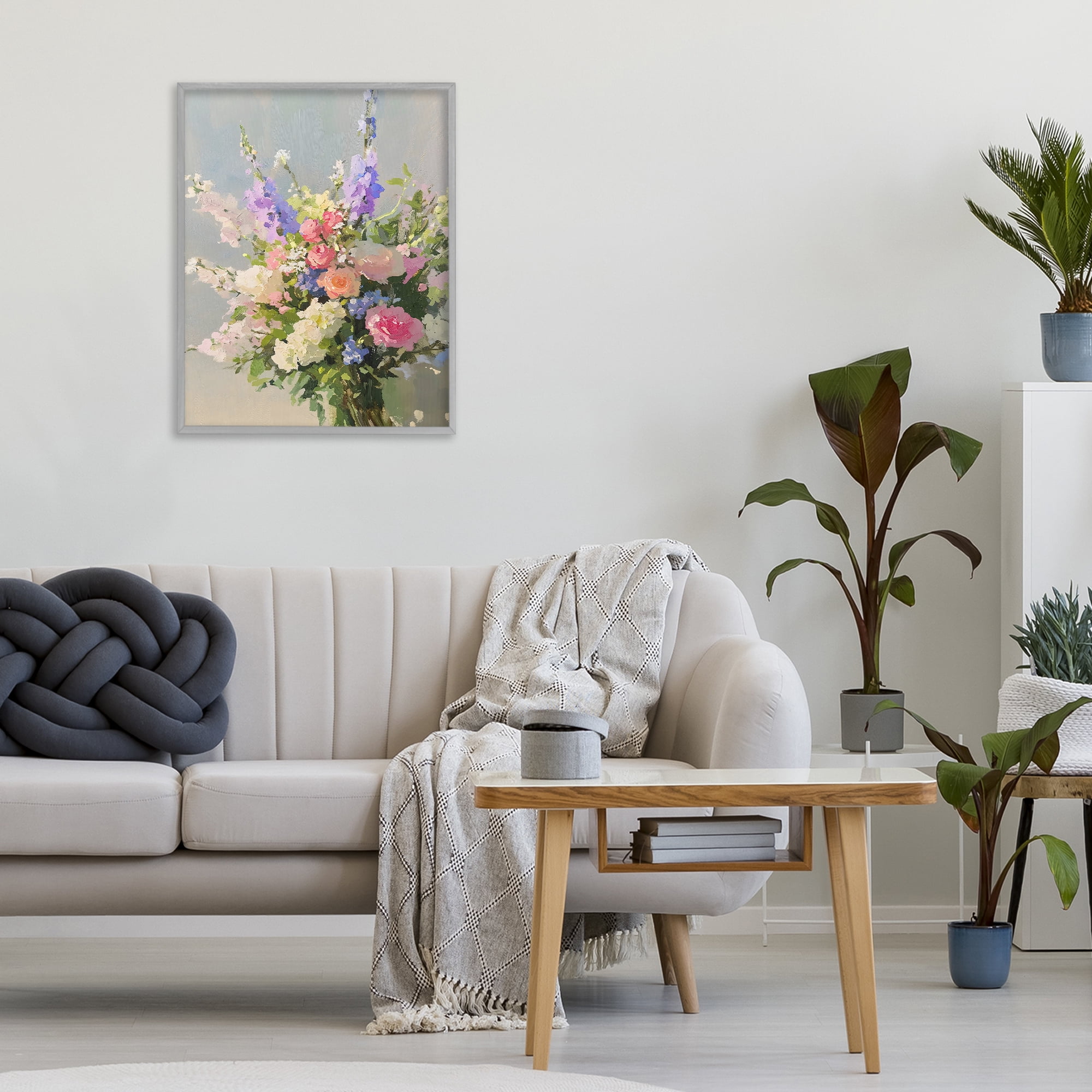 Stupell Industries Romantic Pastel Garden Bouquet Gray Framed Giclee Art, design by The Prints Vibe