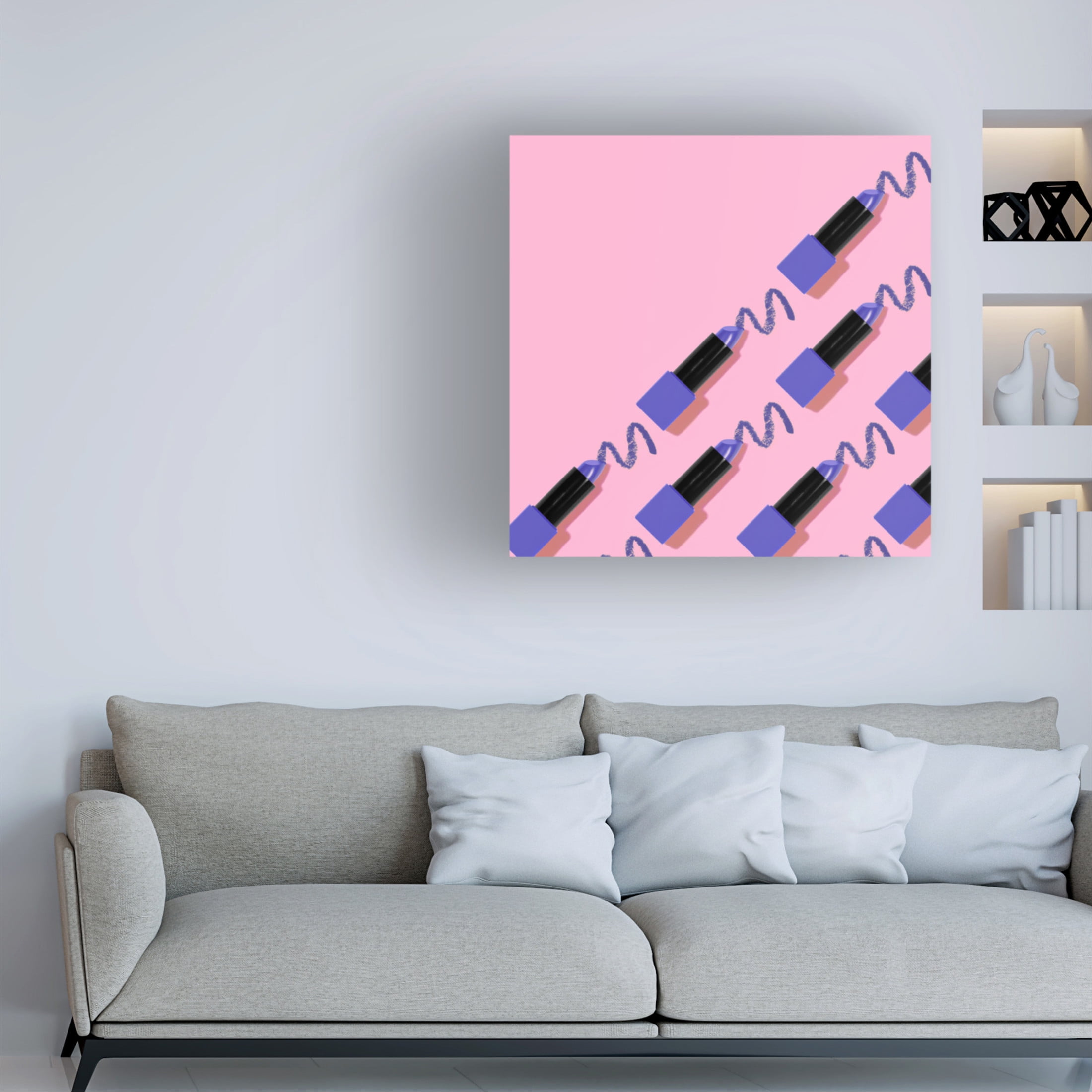 Canvas Wall Art - Julia Ramiro 'Lipstick' Wall Art for Living Room, Bedroom, or Office Décor by Trademark Fine Art - 14 x 14 Inches