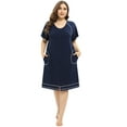 EFINNY Women's Plus Size Comfy Cotton Nightgowns Short Sleeve Button