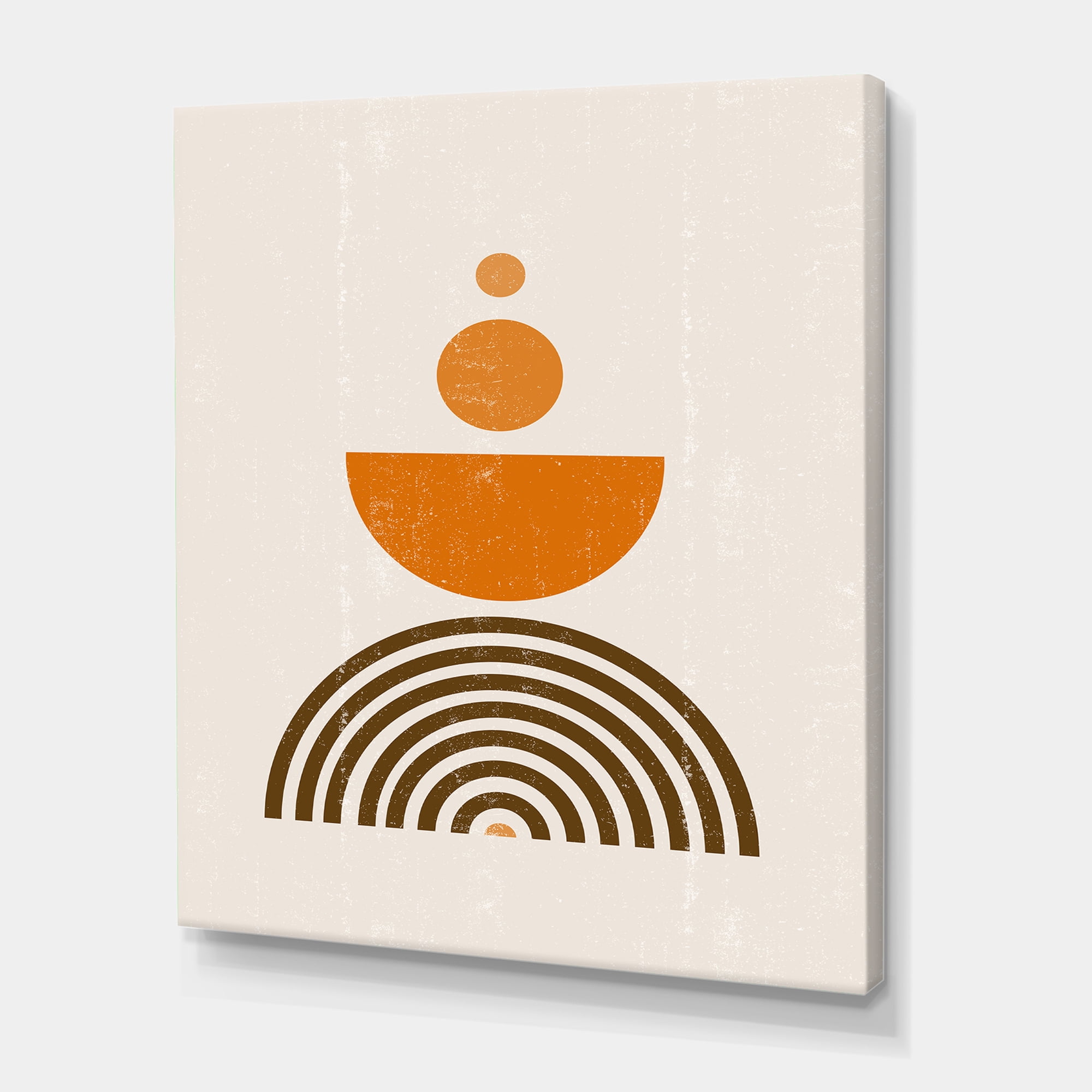 Abstract Rainbow Moon and Sun In Earth Tones V 12 in x 8 in Painting Canvas Art Print, by Designart