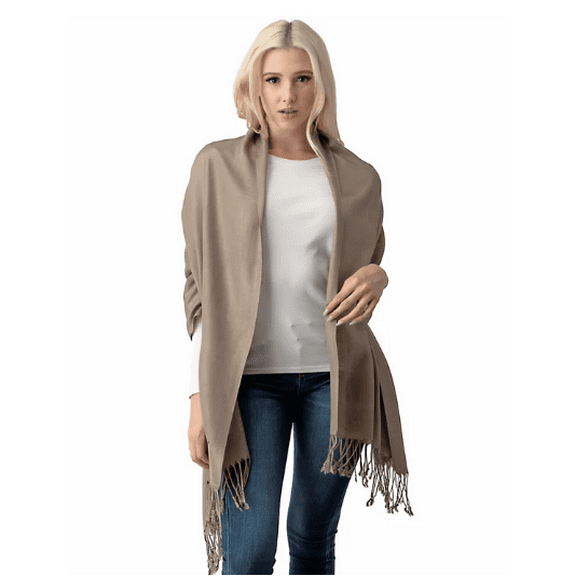 Luxurious Women's Pashmina Shawl in Khaki Soft and Elegant