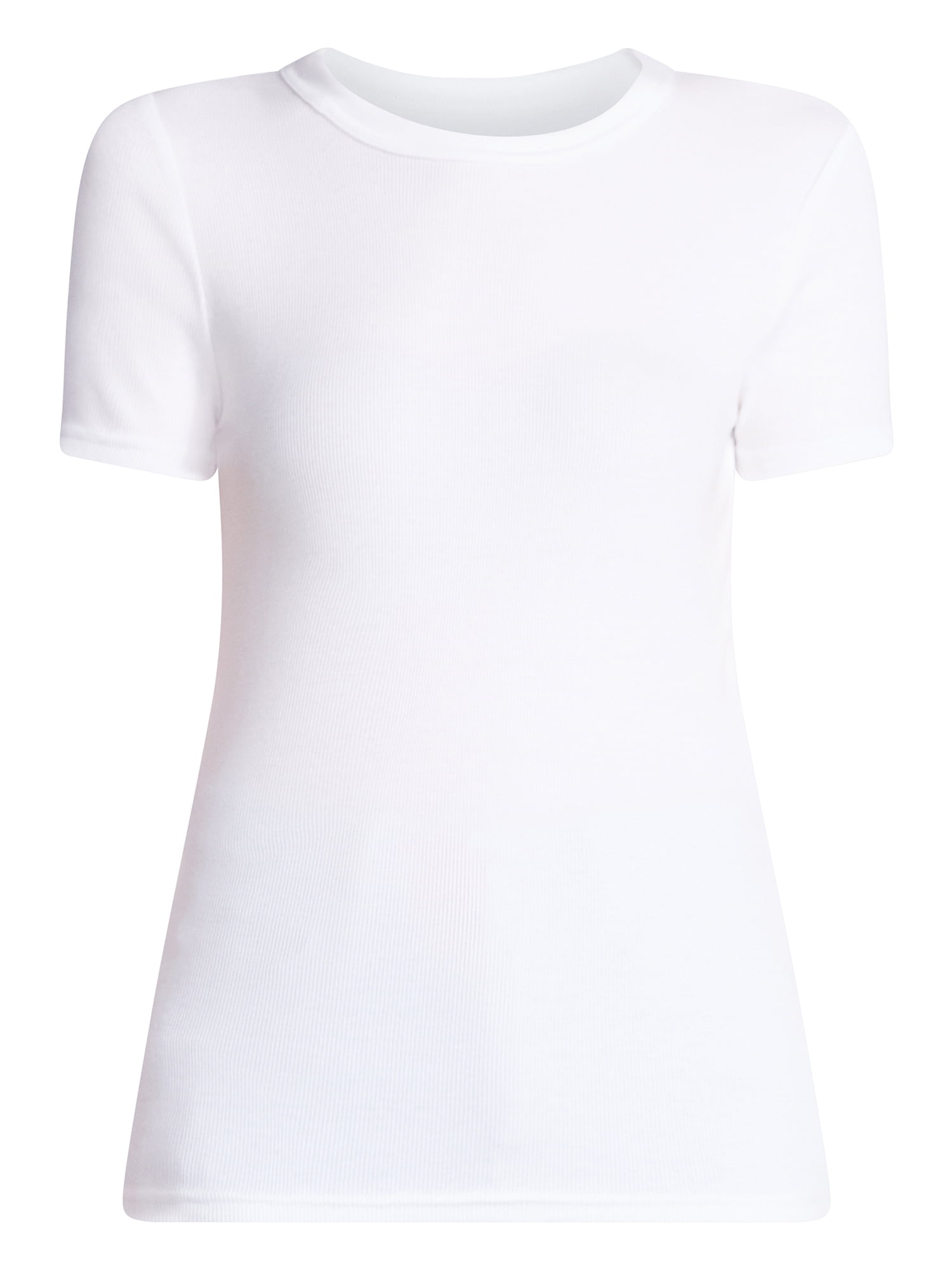 Time and Tru Women's Ribbed Tee with Short Sleeves, Sizes XS-XXXL