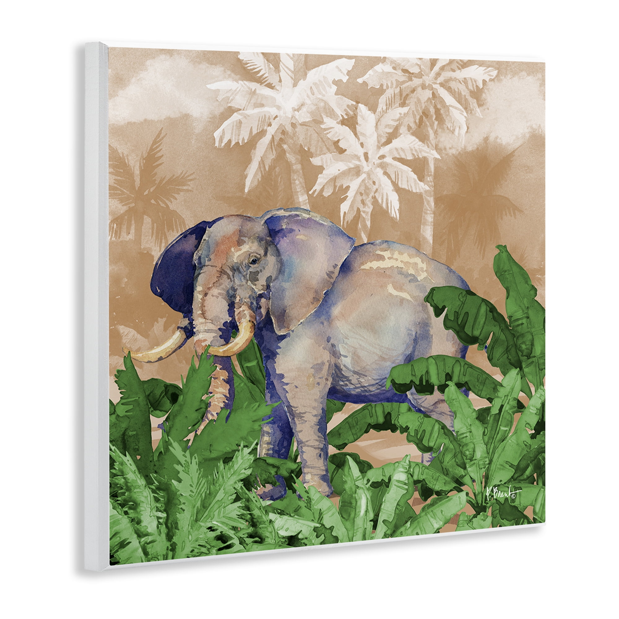 Stupell Industries Jungle Life Elephant Animals & Insects Painting Unframed Art Print Wall Art, 12 x 12