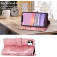 thumbnail image 4 of for iPhone 11 Wallet Case,Women Flip Folio Cover with Butterfly Embossed PU Leather Kickstand Credit Card Holder Slots  Detachable Wrist Strap for iPhone 11 6.1 inch (Rose Gold), 4 of 14