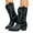 Black, variant on Cowboy Boots For Women - Western Mid-Calf Cowgirl Boots - Wide Calf Pointed Toe Embroidered Fashion Western Chunky Pull On