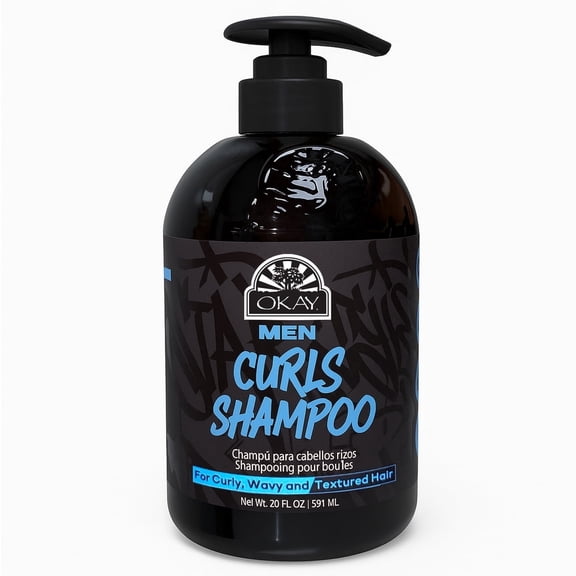 OKAY Men's Curly Hair Shampoo, Moisturizing Shampoo for Defined, Frizz-Free Curls, 20 fl oz