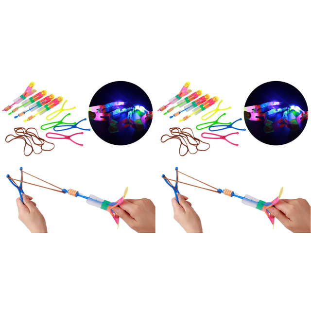 Lighting Up Toy Catapulta de luz LED alimentada por batería (Light Big Slingshot) Rojo Azul