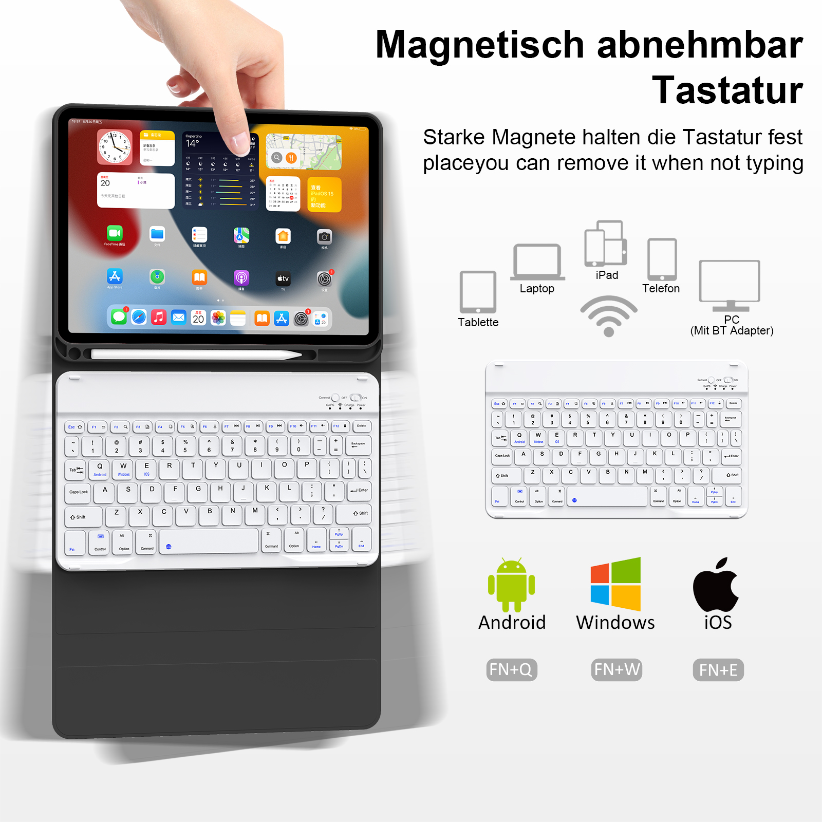 SZPSGC for iPad (A16) 11th Generation Case with Keyboard 11 inch 2025, iPad 10th Generation 10.9 inch Case with Pencil Holder, Multi-Angle Detachable Bluetooth Keyboard,Black