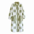 thumbnail image 5 of QUNYINEY Robes for Women Plush Plaid Fluffy Long House Coat Loose with Pocket Button Front Long Sleeve V Neck Gowns for Women Sleepwear, 5 of 5