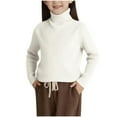thumbnail image 2 of fnnxnal Big Girls 11T White Turtleneck Sweater - Knitting Cotton, Hypoallergenic Warm, Adjustable Hem, Fall Winter Soft Sweater, 2 of 6