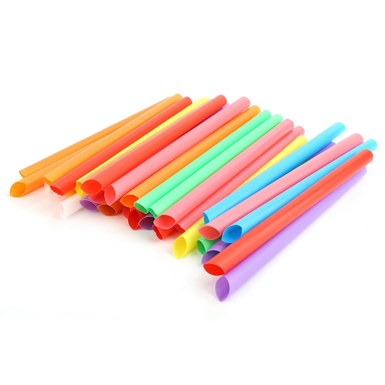 100PCS Colorful Drinking Straw Plastic Disposable Wide Straws for Milk Tea