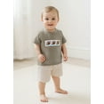 thumbnail image 4 of BemeyourBBs Baby Summer Outfits Football Short Sleeve T-Shirts Plaid Shorts, 4 of 9