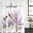 thumbnail image 2 of Bird Flowers Small Stall Shower Curtain, Waterproof Shower Curtains for Bathroom, Purple Lavender Pastoral Pastel Watercolor Washable Fabric Cloth Bath Curtain for Bathtub with Hooks 36x78 Inches, 2 of 6