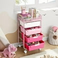 thumbnail image 4 of Rolling Cart with 4 Drawers,4 Tiers Rolling Utility Cart Craft Cart,Rolling Storage Drawer Cart with Mesh Top,Storage Cart with Drawers & 4 PCS DIY Lable, Rose Pink, 4 of 18