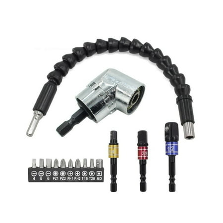 

Kironypik 15pcs/set Screw Driver Socket Holder Set Drilling Bit Adapter Flexible Alloy Steel Woodworking Nut Extension Shaft Tools