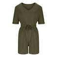 thumbnail image 5 of Summer Rompers for Women Jumpsuit Shorts Casual Loose Fit Summer Women's Fashion Drawstring Short Sleeve V-Neck Overalls with Pockets S-2XL, 5 of 7