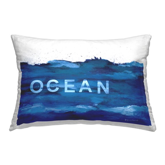 Stupell Industries Abstract Ocean Phrase Decorative Printed Throw Pillow, 14 x 20