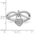 thumbnail image 3 of Sterling Silver Rhodium-Plated Cz Heart Dangle Ring (Size 6) Made In China qr7196-6, 3 of 5