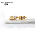 thumbnail image 2 of 3pc His and Hers Wedding Ring Sets Couples Rings Yellow Gold Plated Heart Cz Titanium band, 2 of 8