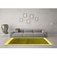 thumbnail image 3 of Ahgly Company Machine Washable Indoor Square Abstract Yellow Contemporary Area Rugs, 4' Square, 3 of 4