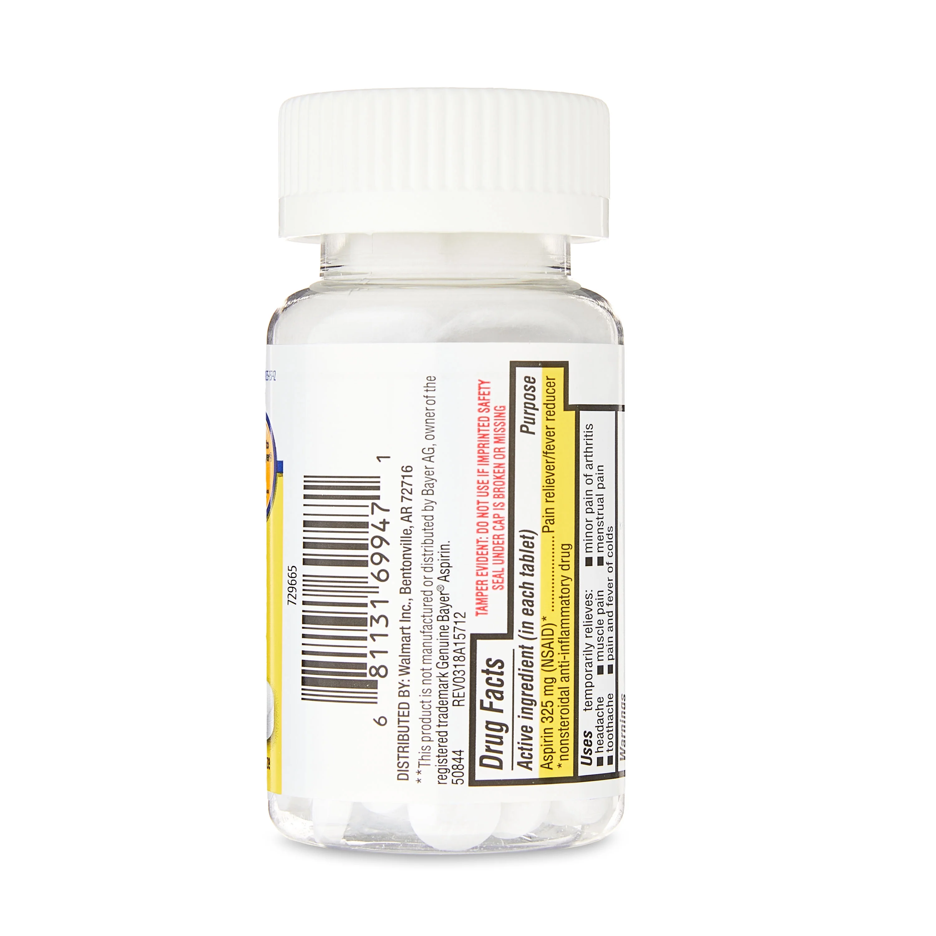 (paquete de 4) Equate Aspirina Alivio del Dolor/Reductor de Fiebre Tabletas Recubiertas, 325mg, 100 unidades, Comparar con el Ingrediente Activo de Genuine Bayer® Aspirina 8