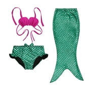 Spring hue Girl Kids Mermaid Tail Swimmable Bikini Set Bathing Suit Fancy Costume