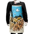 thumbnail image 1 of Landscape Kids Apron, Illustration of Windmillnd Hay Bales Harvest Season, Boys Girls Apron Bib with Adjustable Ties for Cooking Baking Painting, Pale Brown Earth Yellow, by Ambesonne, 1 of 2