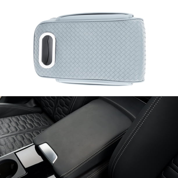 Funda del Consola Central del Coche Unique Bargains con Caja de Tejidos y Bolsa de Almacenamiento 12.99"x6.69"x3.15" Cuero Nappa Azul Claro