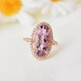 thumbnail image 3 of Natural Pink Amethyst Oval Rose Gold Over Silver Large Amethyst Statement Ring For Her- Pink Amethyst Oval Halo Ring for Women, 3 of 12