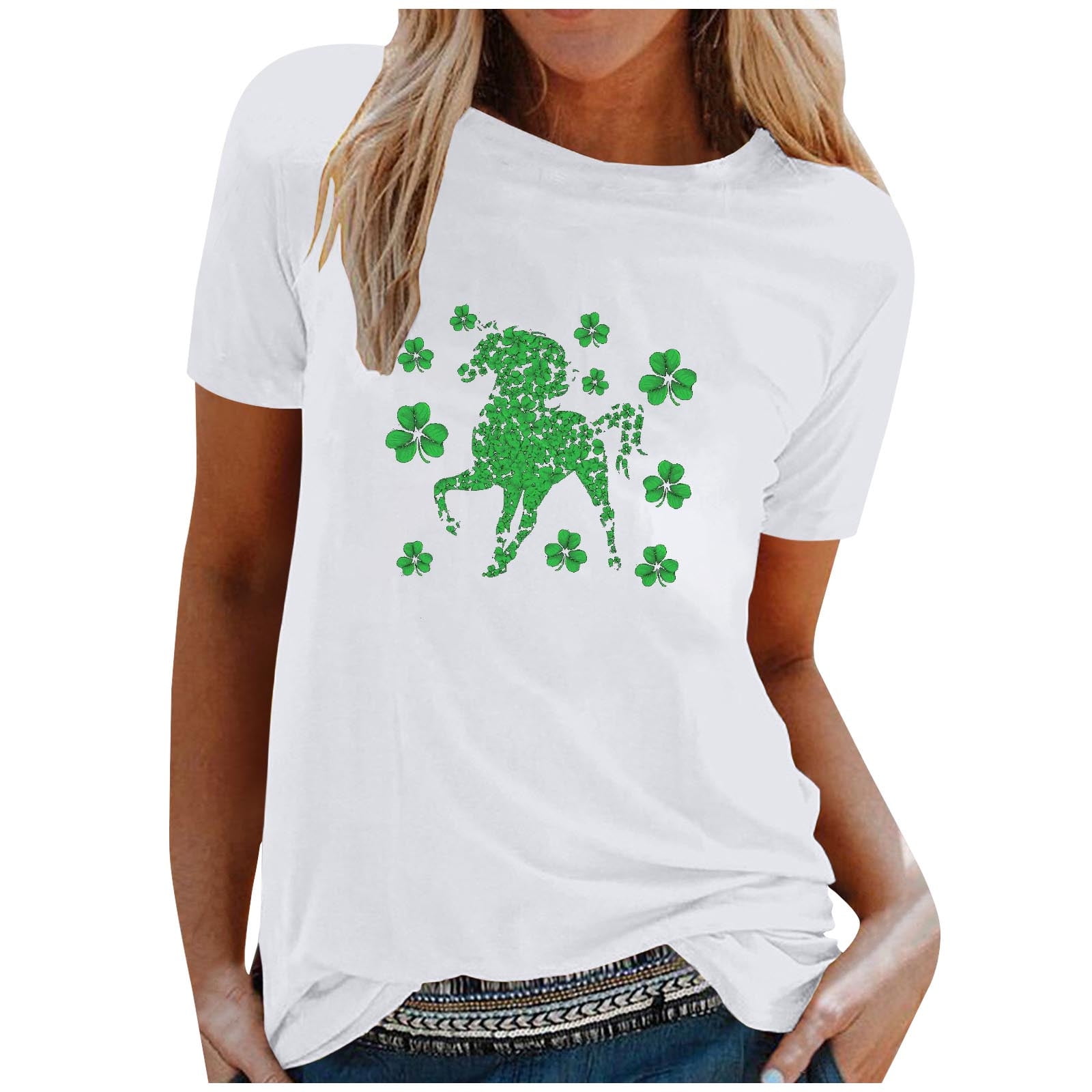 Boston Red Sox Women's V-Neck Shamrock Sparkle T-Shirt