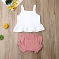 thumbnail image 4 of Newborn Baby Girls Button Sleeveless Crop Tops + Mini Shorts Outfits 2pcs Clothing Set, 4 of 8