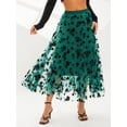 thumbnail image 3 of Liacowi Women’s Tulle Long Skirt Vintage High Waist Floral Print Midi A-line Skirt, 3 of 8