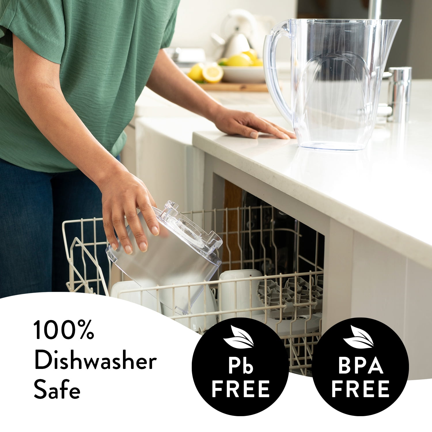 Aqua Optima Water Filter Pitcher for Tap and Drinking Water with 1 Evolve+ Filter, BPA Free, WQA Certified, Oria Design (White)