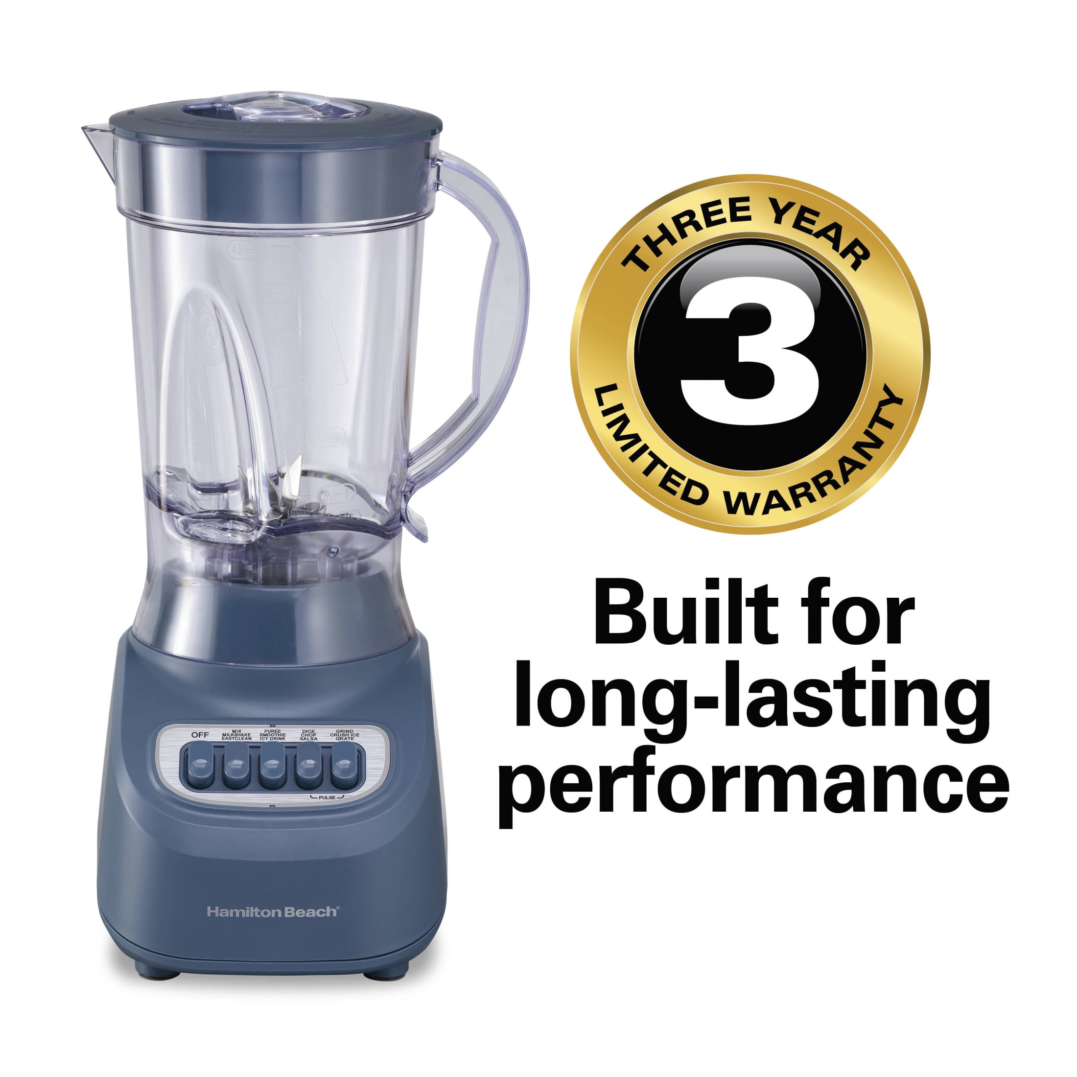 Hamilton Beach Smoothie Blender, 48 oz BPA-Free Jar 650 W 12-Function Countertop Blender for Kitchen, Steel Blue
