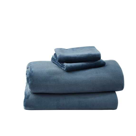 Warm and Cozy Super Plush Flannel Fleece Sheet Set, Denim Blue, King