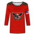 thumbnail image 4 of Levmjia Women T-Shirt Patriotic American Flag Eagle Print 3/4 Sleeve Crewneck Casual Loose Fit Summer Top for Independence Day, 4 of 5