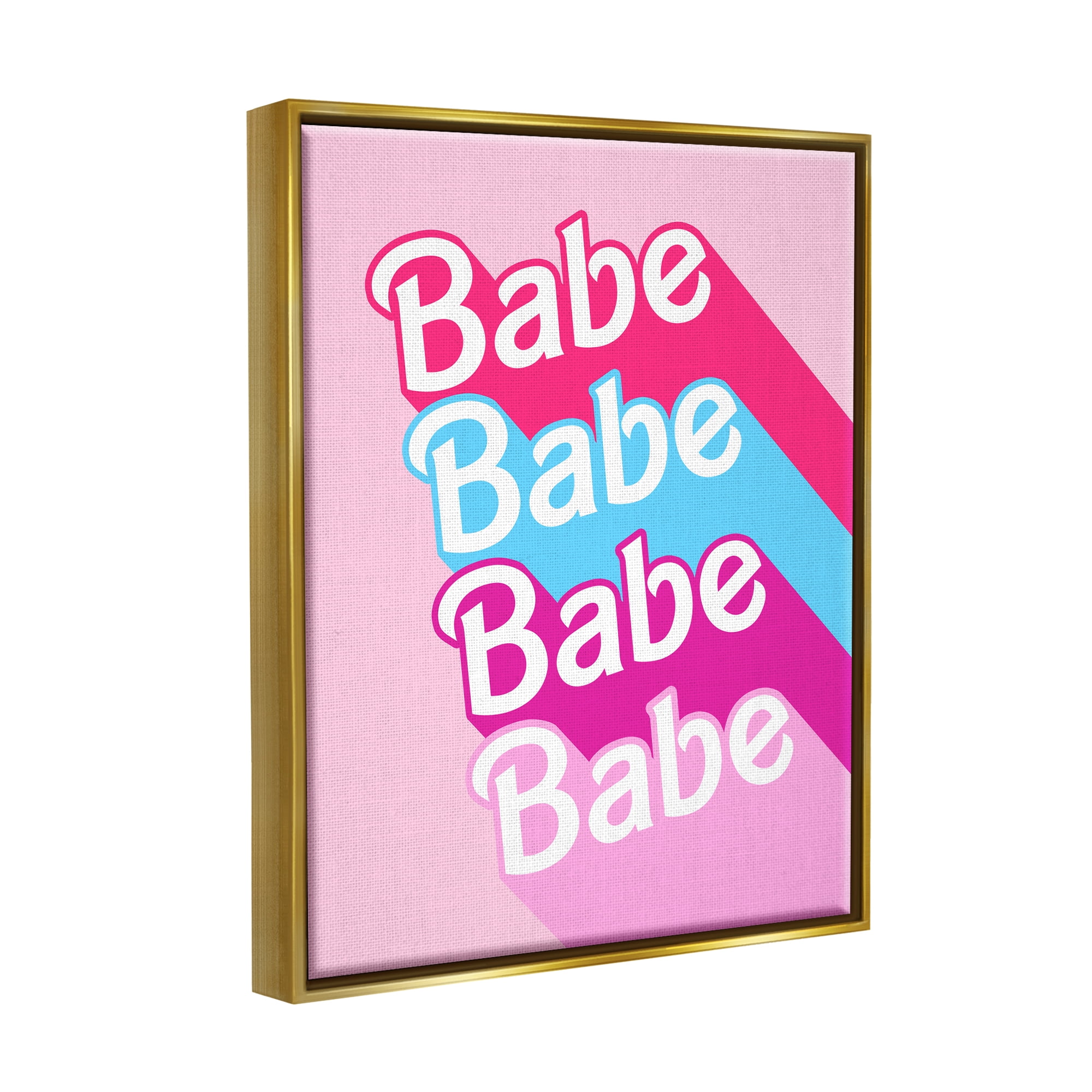 Stupell Industries Babe Glam Words Inspirational Painting Gold Floater Framed Art Print Wall Art, 17 x 21