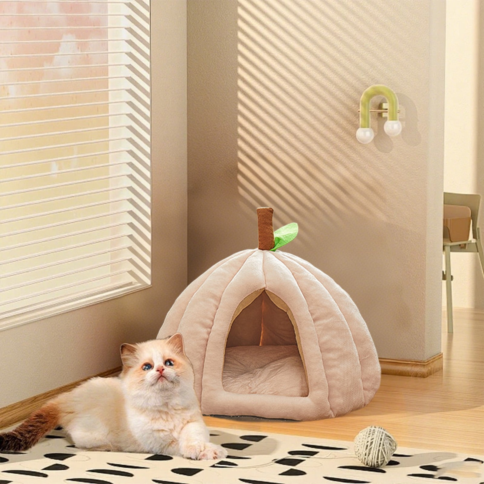 Hvmvliv Cat Beds for Indoor Cats Covered Cat Bed Bed Soft Warm Comfy Large Cat Bed Washable Pet Bed Pink, 15.7x15.7 in